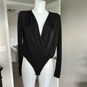 Free People Intimately Black Wrap Bodysuit